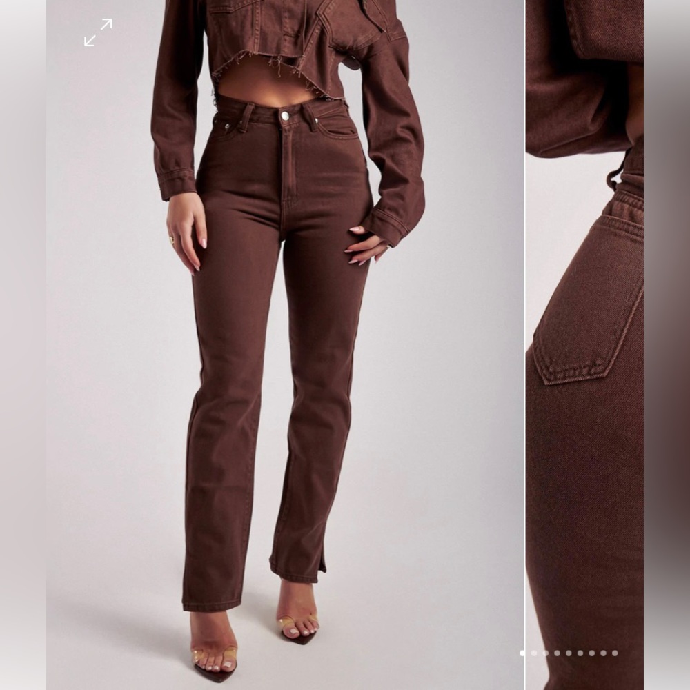 Meshki PIA
Split Side Wide Leg Jean - Chocolate